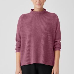 Eileen Fisher Italian Cashmere Funnel Neck Top Sweater Purple Size Small